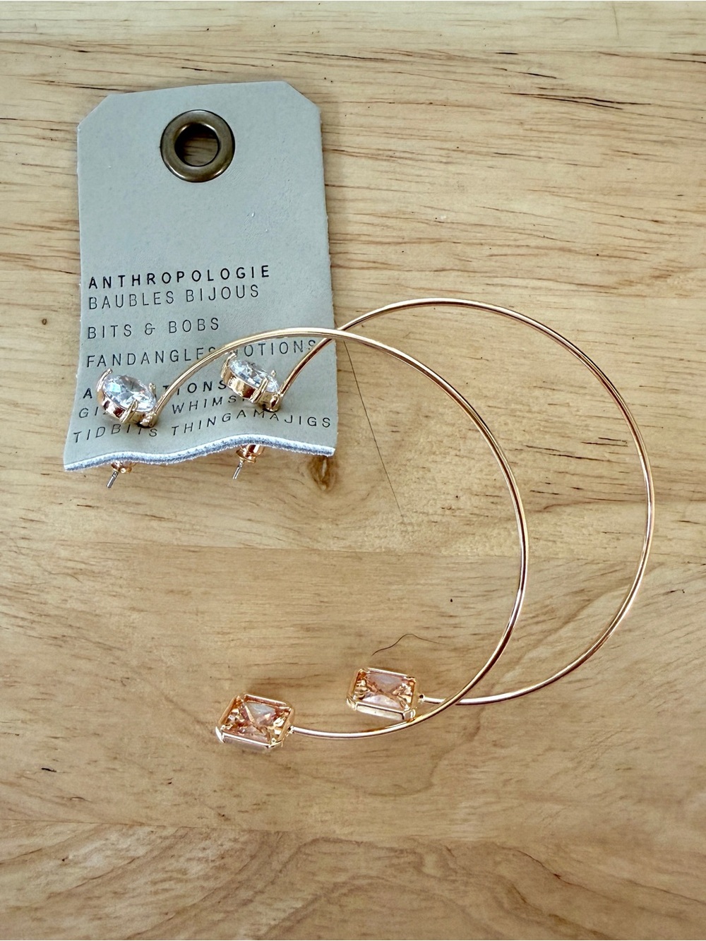 Anthropologie Double Crystal Hoop Earrings in Light Neutral